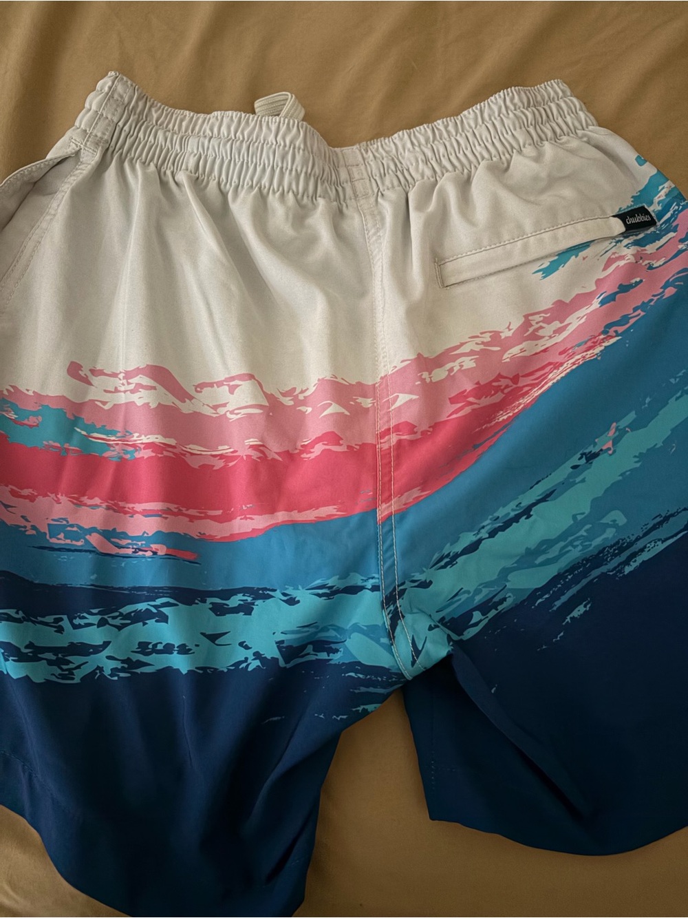 chubbies White, Pink & Blue Wave-Print Board Shorts